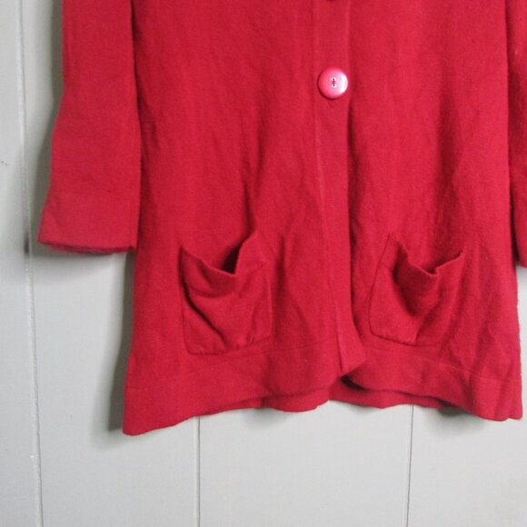 Carolyn Taylor Cardigan Sweater S 3/4 Sleeve Pockets Big Buttons Red - Picture 5 of 12